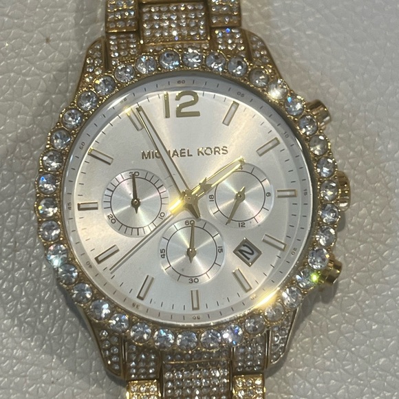 Michael Kors Crystal-Embellished Gold and Silver Watch - Picture 1 of 3